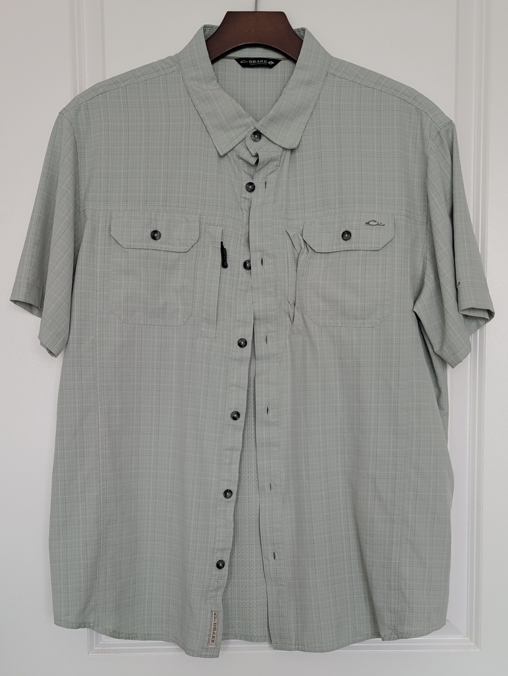 Drake Men’s Short-Sleeve Button-Down Shirt — Pale Sage Green